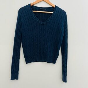 Brandy Melville Deep Blue V-Neck contton Sweater OS